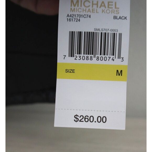 Michael Kors Women Sz M Black Faux-Fur-Trim Mixed Media Hooded Quilted Coat - Picture 3 of 16